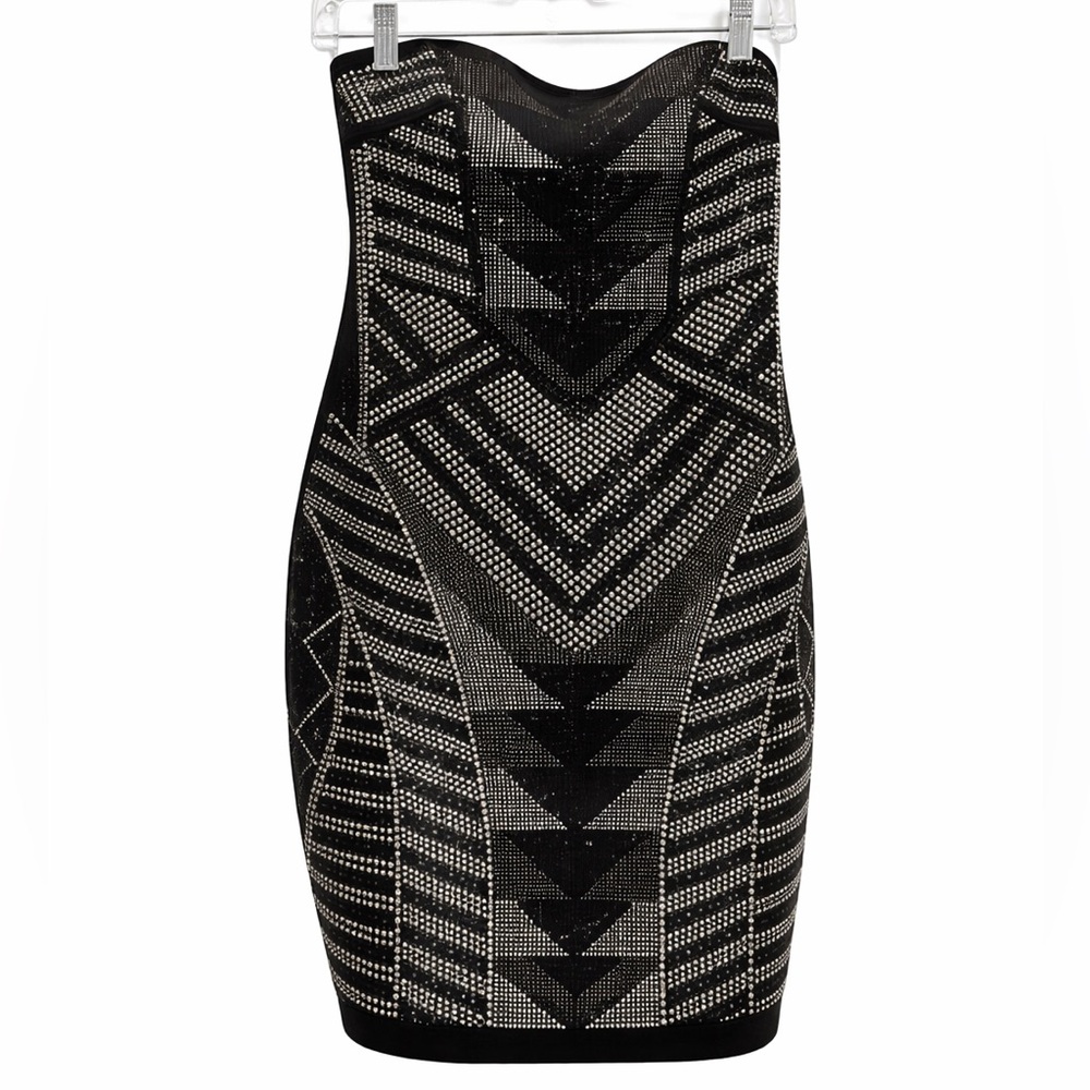 π₯ Ruby Rox Sexy Strapless Studded Mini Dress β¨ Gold & Silver Studs Small S π€ - Picture 1 of 5